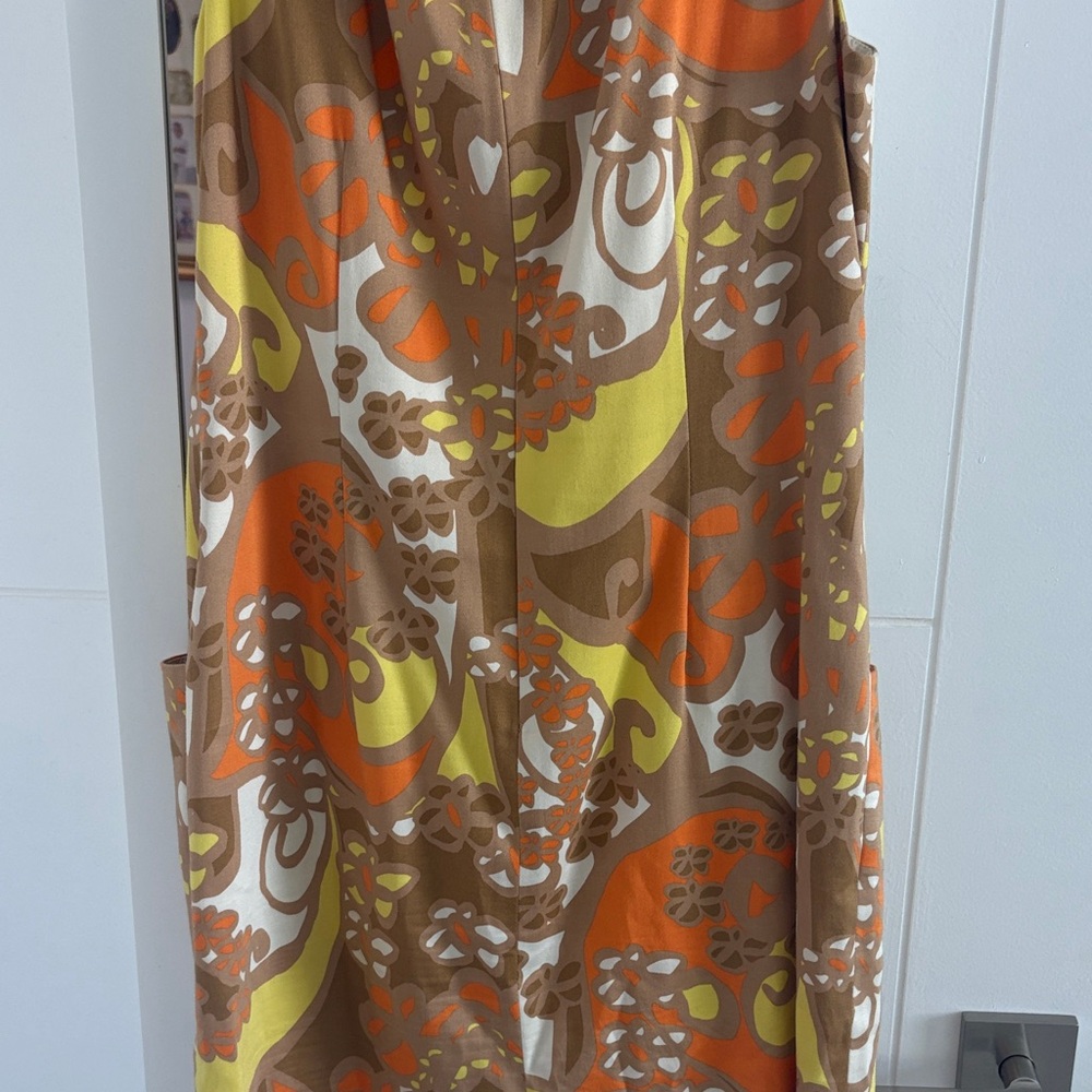Tahari Orange, Brown & Yellow Floral-Pattern Midi Dress - Picture 5 of 5